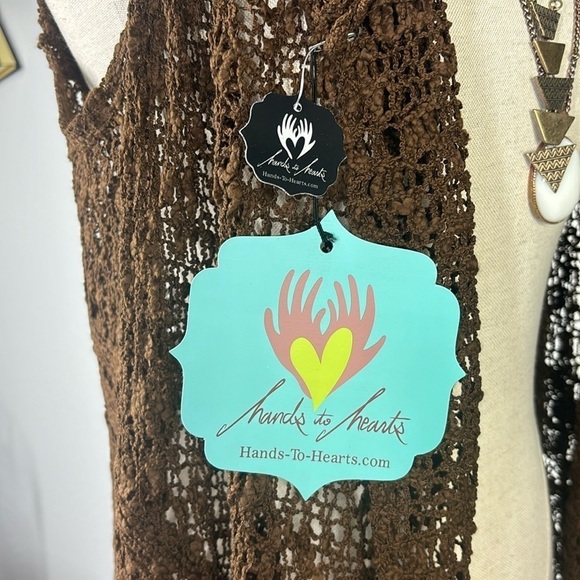Hand to Hearts crochet soul warmer long vest NWT - Picture 6 of 9